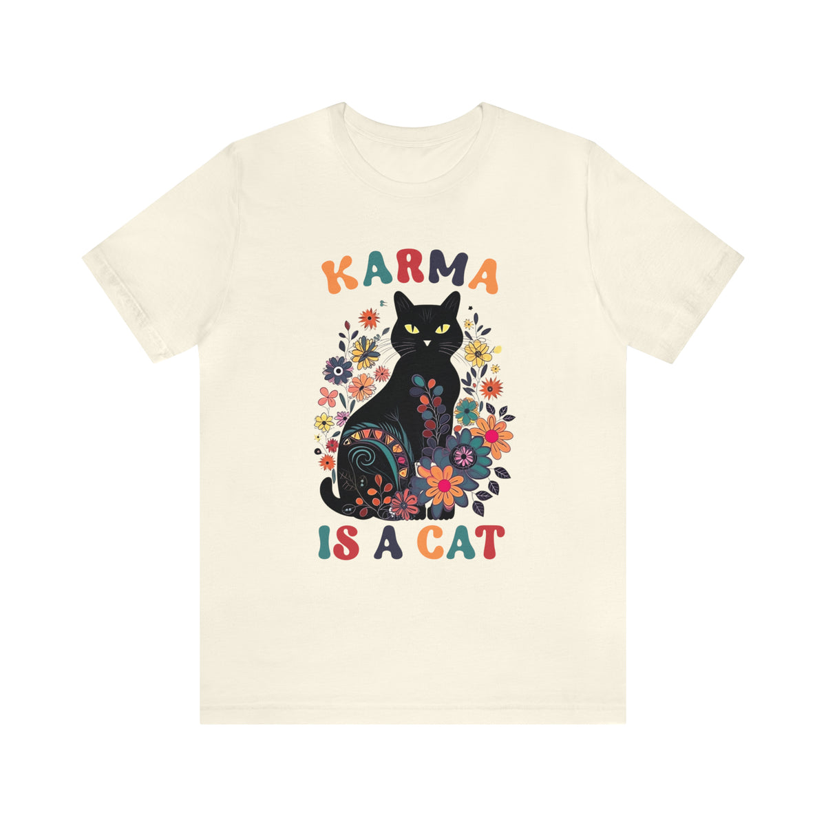 Karma Is a Cat Shirt | Funny Cat Shirt | Karma Shirt | Mystical Shirt | Black Cat Lover Gift | Unisex Jersey T-shirt