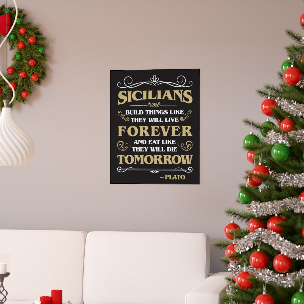 Funny Sicilian Plato Quote Italian Art Print | Sicily Italy Gift  Home Decor | Premium Matte vertical posters