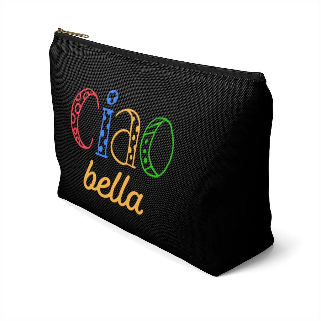 Ciao Bella Makeup Cosmetic Bag | Italy Travel Gifts | Accessory Pouch with T-Bottom