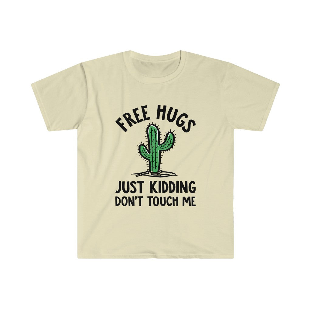 Free Hugs Cactus Funny Introvert Shirt Antisocial Gift | Unisex Soft Style T-Shirt