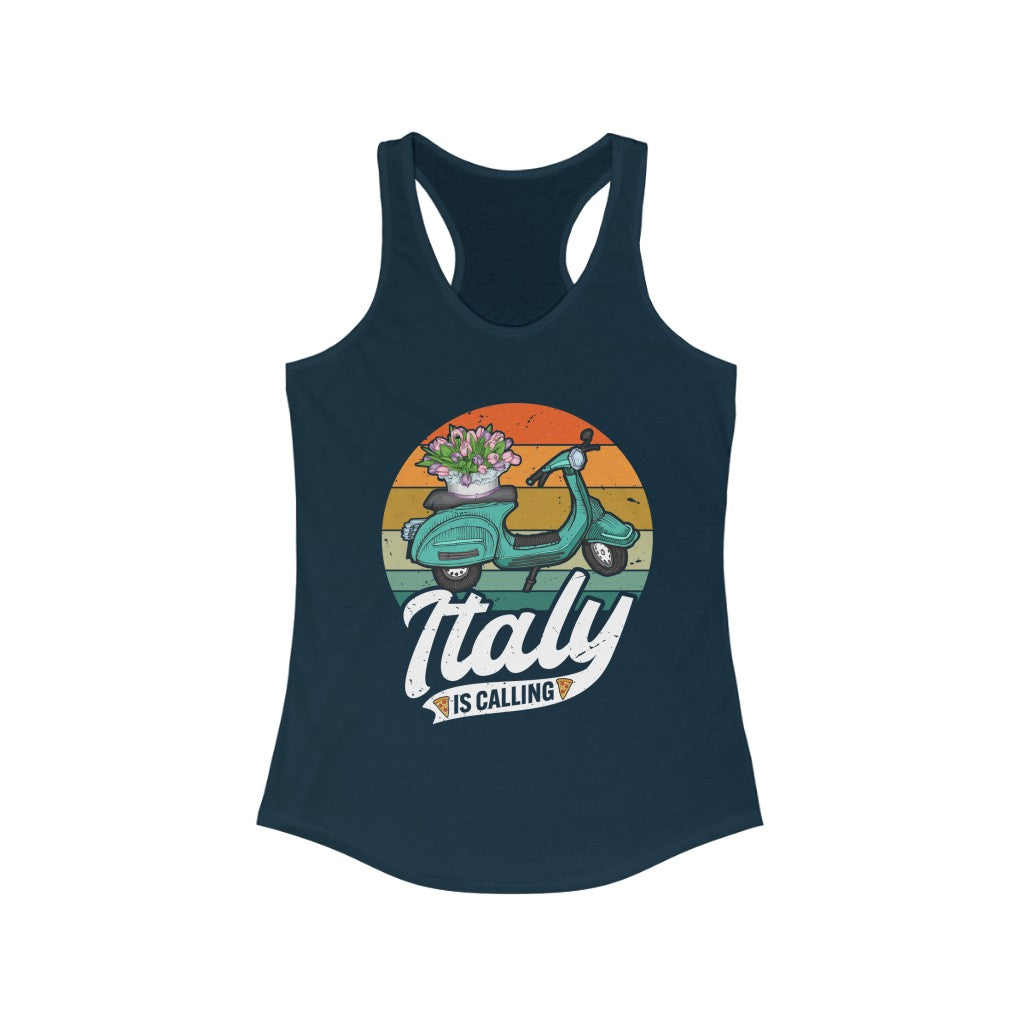 Italy Is Calling Italy Trip Vacation Shirt | World Travel Gift | Women's Slim-fit Racerback Tank Top