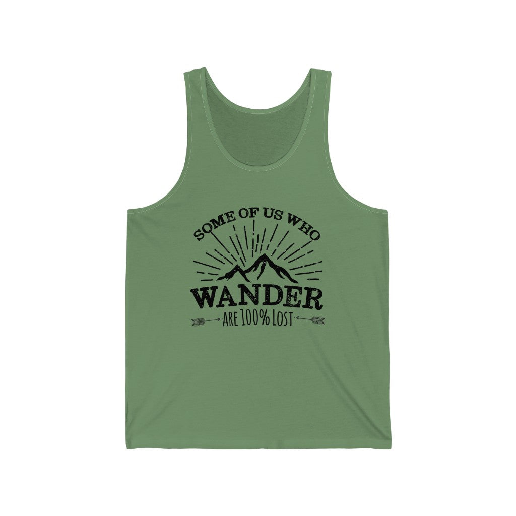 100% Lost Funny Wanderlust Adventure Shirt | Travel Lover Camping Gift| Unisex Jersey Tank Top