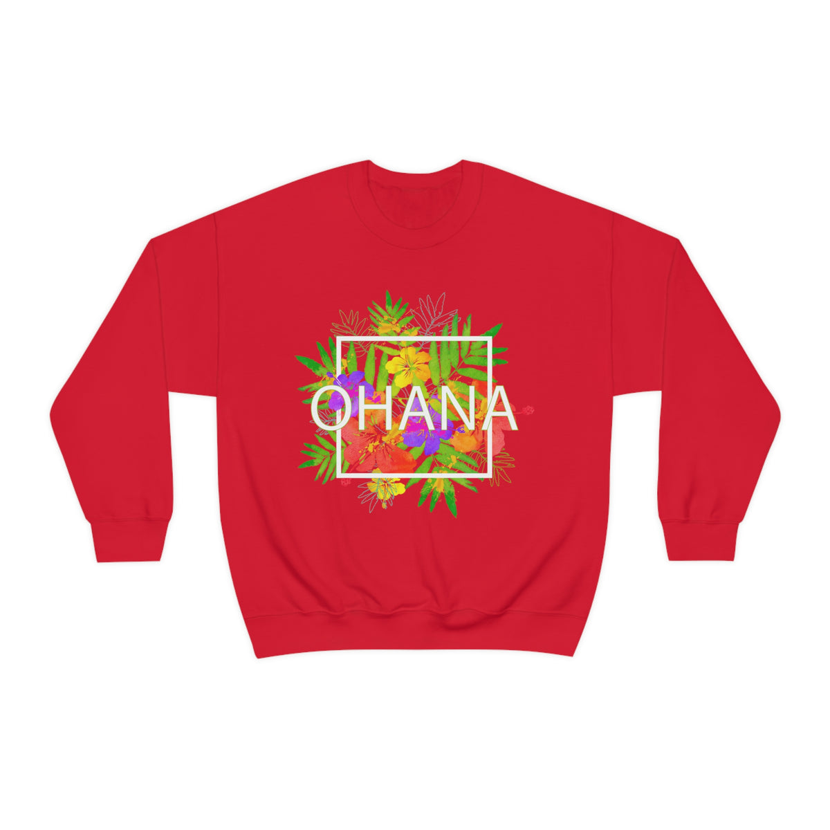 Ohana Means Family Beach Bum Tropical Shirt | Hawaiian Shirt | Graphic Tees | Unisex Crewneck Sweatshirt