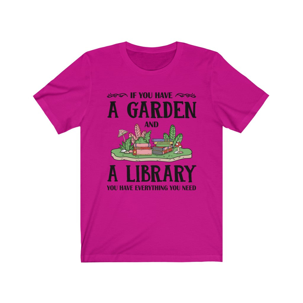 Garden & Library Bookworm Book Shirt | Book Lover Gift | Bella Canvas Unisex Jersey T-shirt