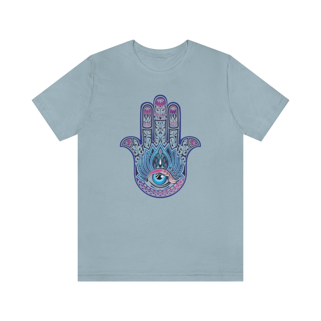 Hand of Fatima Evil Eye Muslim Hamsa Shirt | Protection Amulet Gift | Unisex Jersey T-shirt