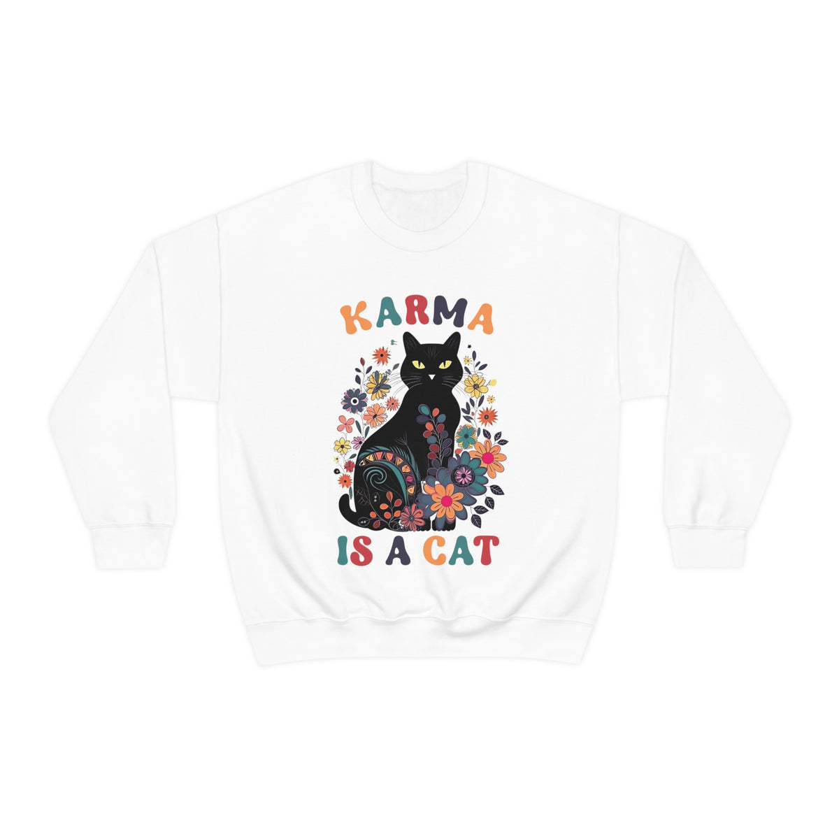 Karma Is a Cat Shirt | Funny Cat Shirt | Karma Shirt | Mystical Shirt | Black Cat Lover Gift | Unisex Crewneck Sweatshirt
