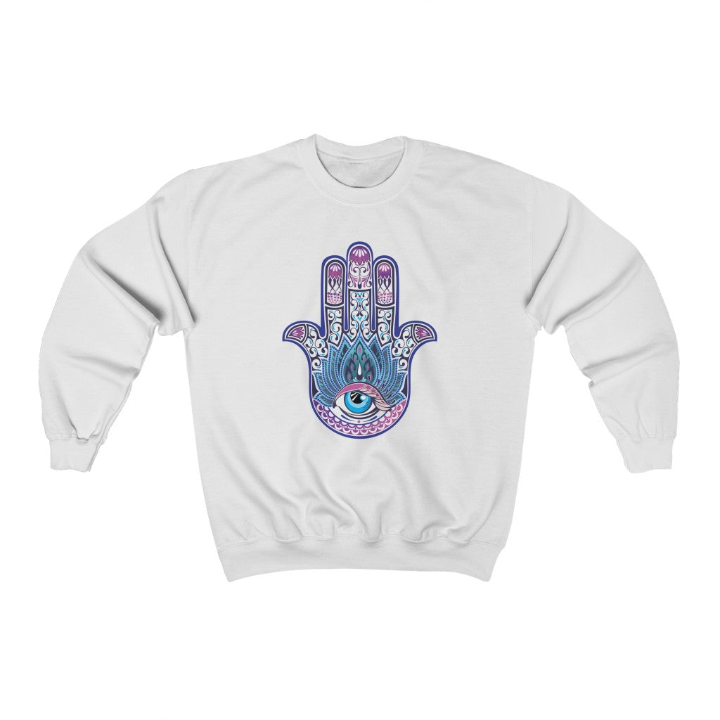 Hand of Fatima Evil Eye Muslim Hamsa Shirt | Protection Amulet Gift | Unisex Crewneck Sweatshirt