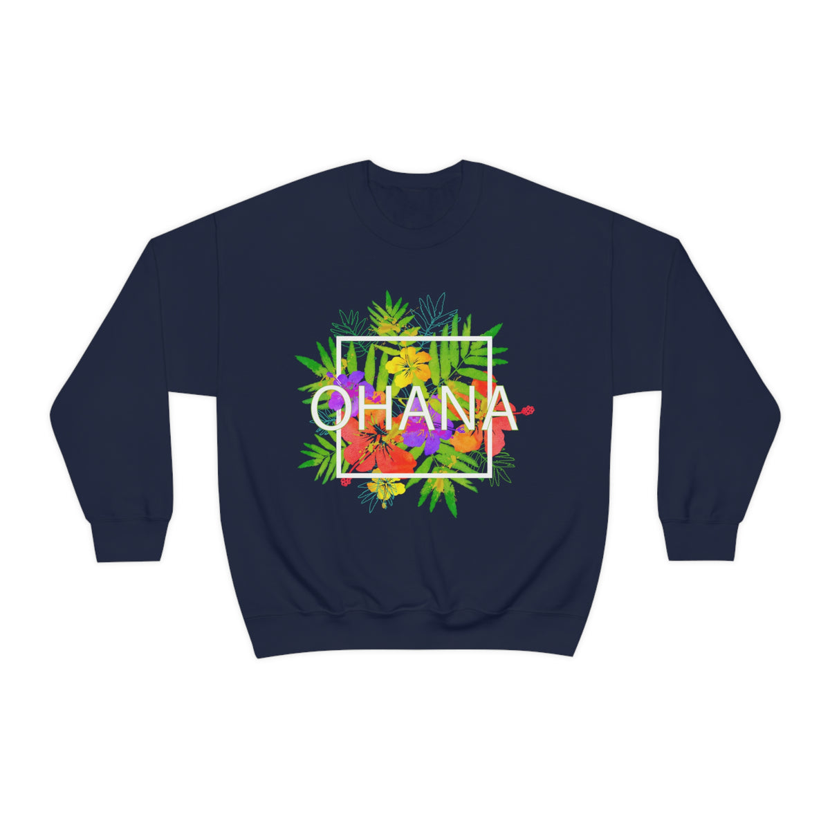 Ohana Means Family Beach Bum Tropical Shirt | Hawaiian Shirt | Graphic Tees | Unisex Crewneck Sweatshirt