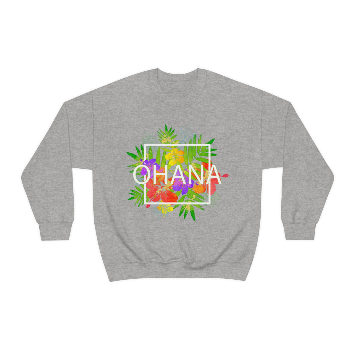 Ohana Means Family Beach Bum Tropical Shirt | Hawaiian Shirt | Graphic Tees | Unisex Crewneck Sweatshirt
