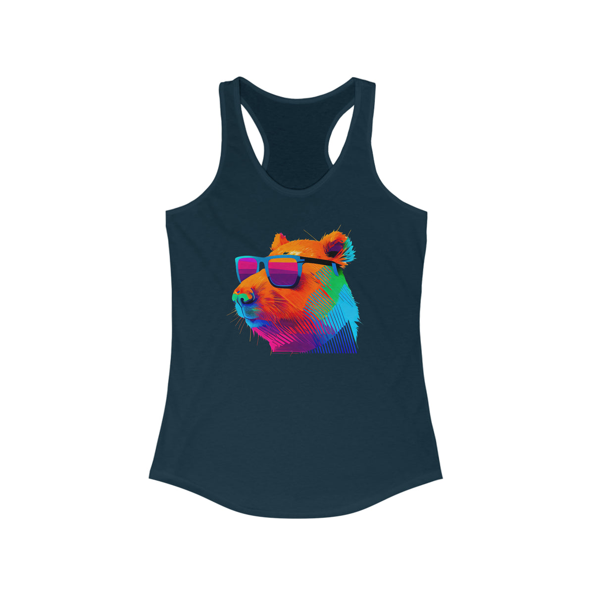 Cool Sunglasses Capybara Shirt | Capybara Lover Gift | Capybara Art Shirt | Retro Capybara Shirt | Women's Slim-fit Racerback Tank TopTop
