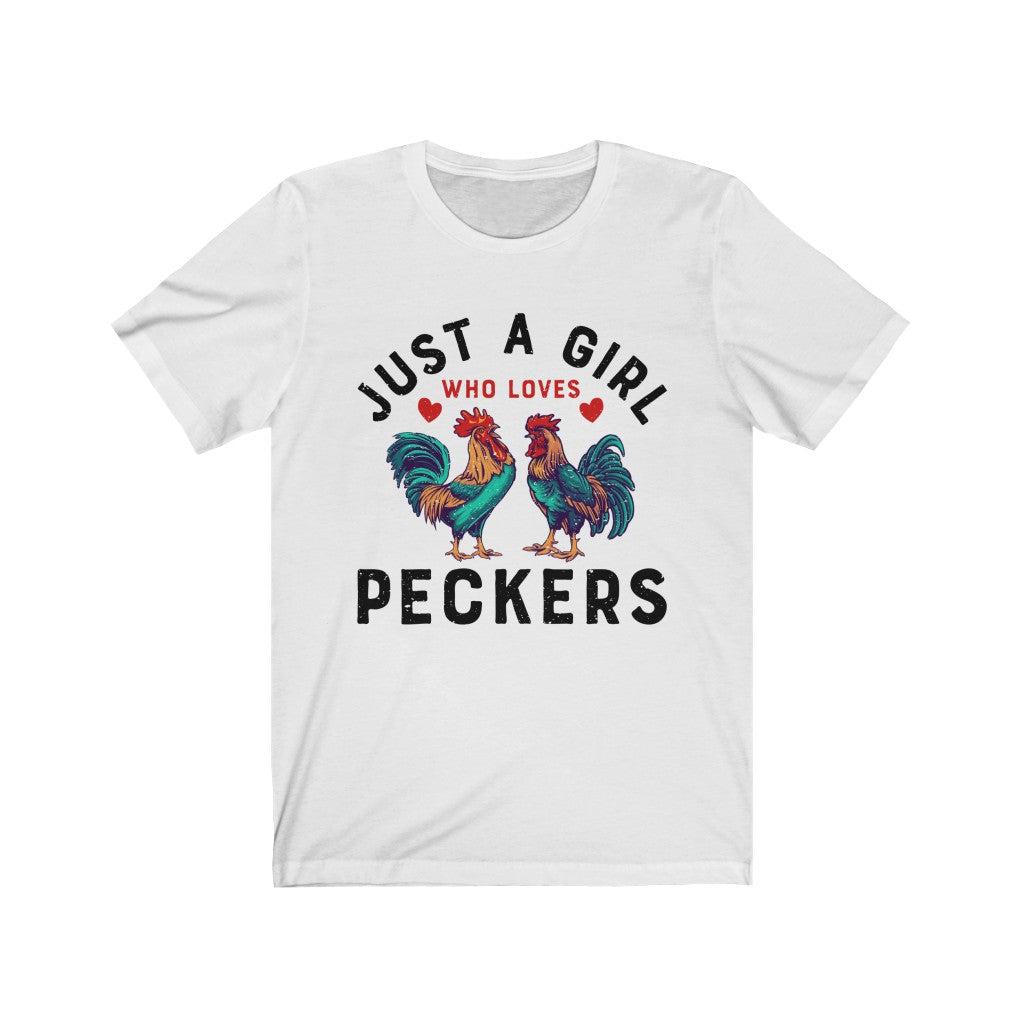 Girl Who Loves Peckers Chicken Farm T-shirt | Chicken Lover Gift | Unisex Jersey T-shirt