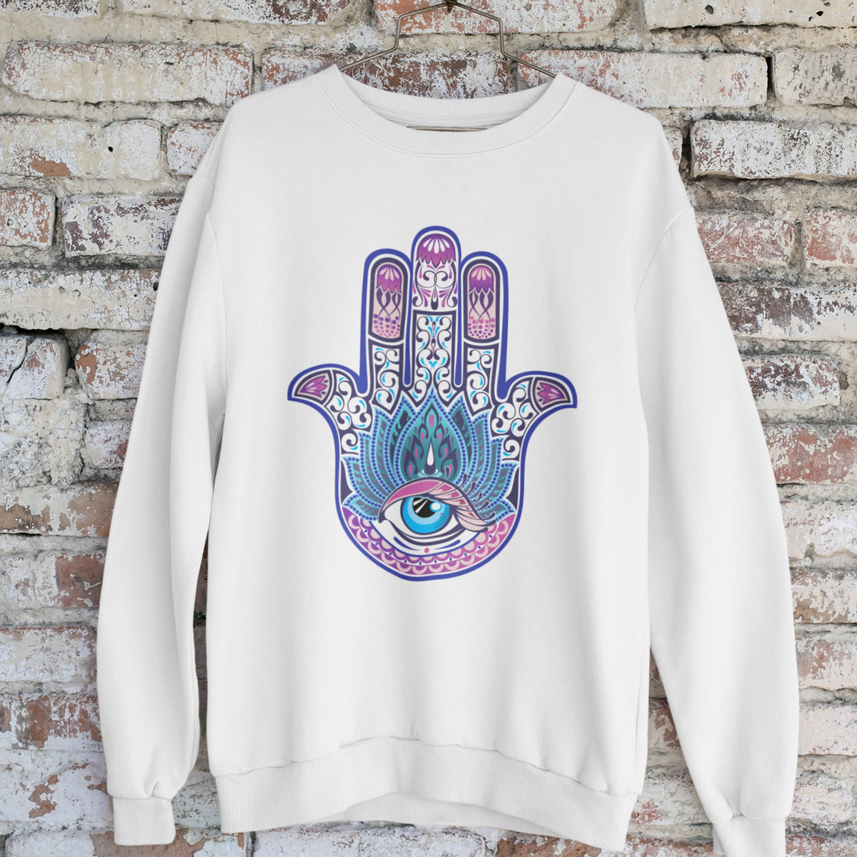 Hand of Fatima Evil Eye Muslim Hamsa Shirt | Protection Amulet Gift | Unisex Crewneck Sweatshirt
