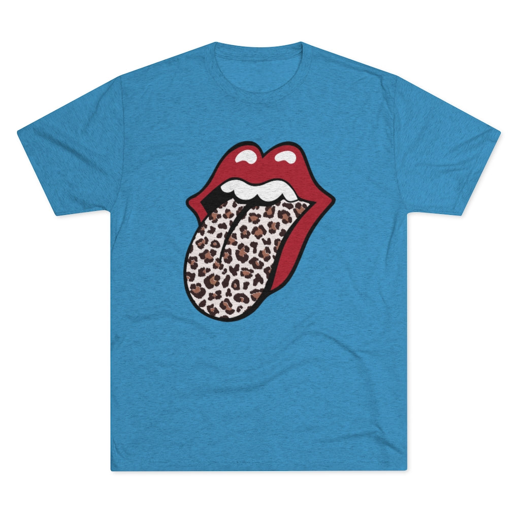 Leopard Print Tongue Red Lips T-shirt l Vintage Rock 'n Roll Gift | Men's  Tri-blend T-shirt