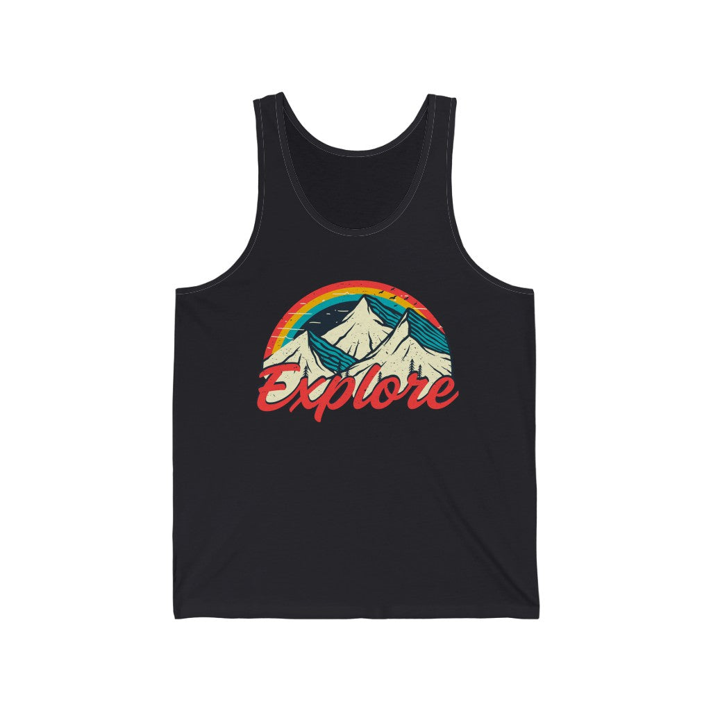 Explore Retro 70s Vintage Hiking Shirt | Vintage Camping Shirt | Unisex Jersey Tank Top