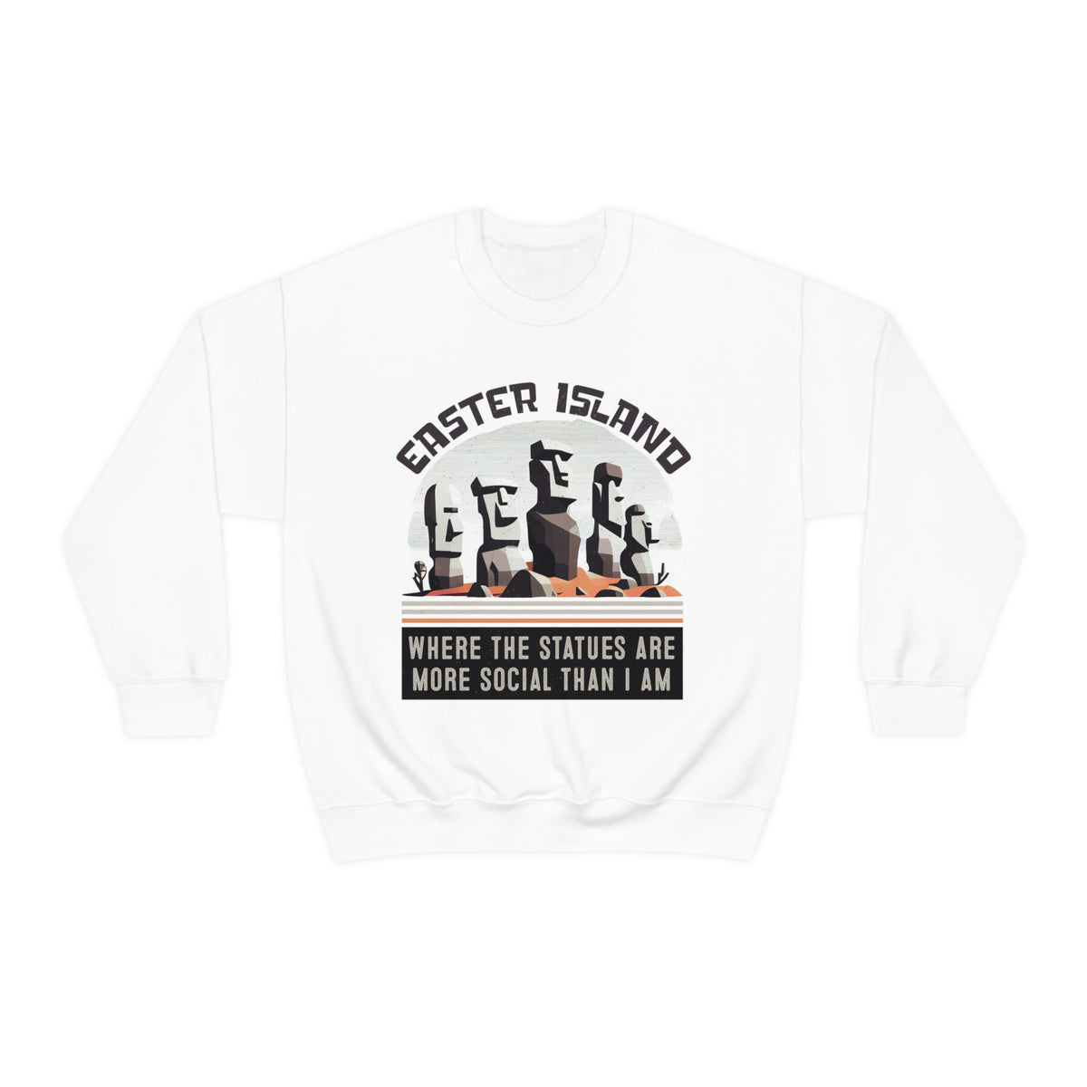 Easter Island Moai Head Introvert Shirt | Funny Antisocial Shirt | Quirky Gifts For Him | Unisex Crewneck Sweatshirt
