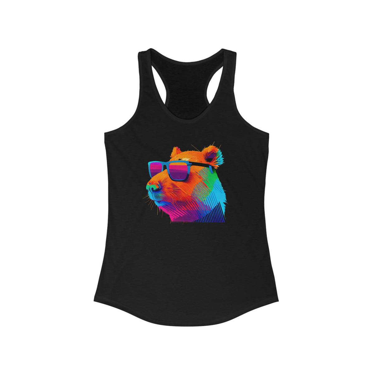 Cool Sunglasses Capybara Shirt | Capybara Lover Gift | Capybara Art Shirt | Retro Capybara Shirt | Women's Slim-fit Racerback Tank TopTop