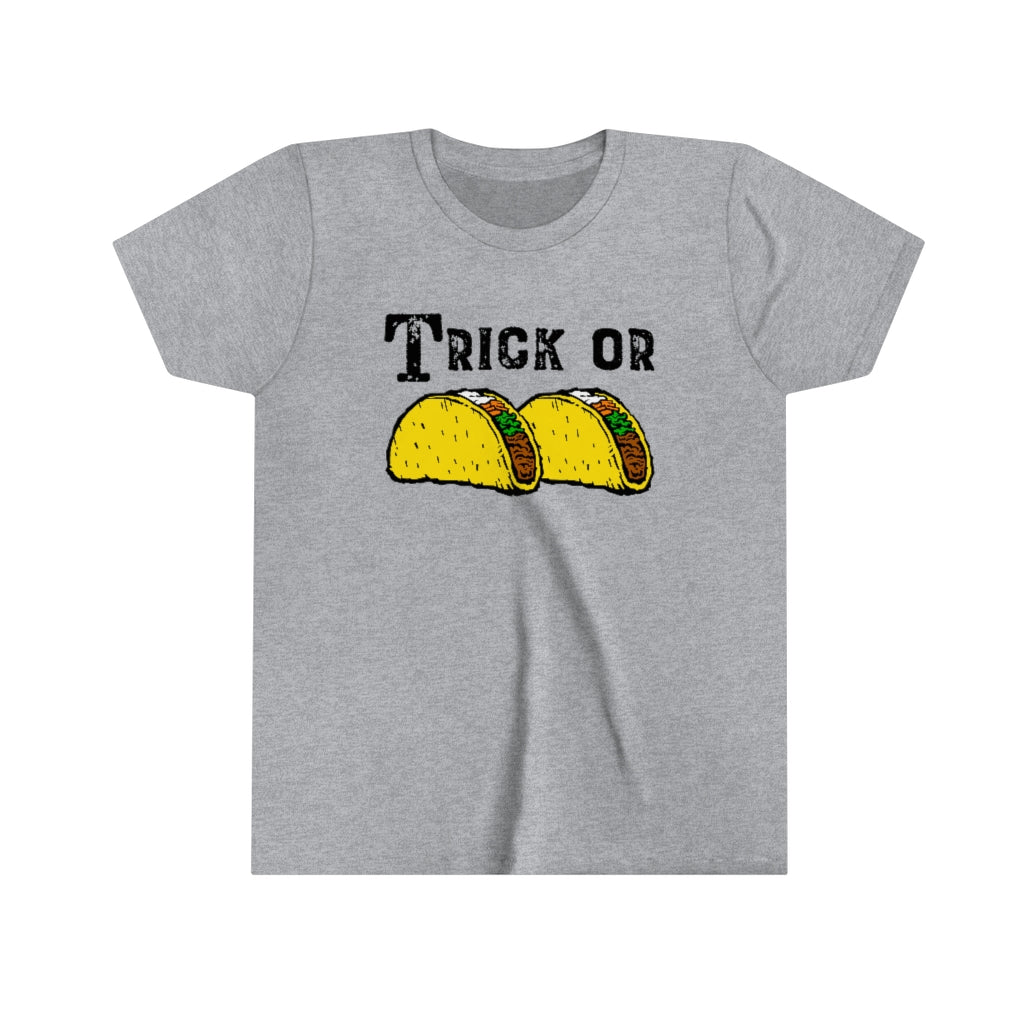 Trick or Tacos Funny Halloween Taco Shirt | Taco Lover Gift | Youth Jersey T-shirt