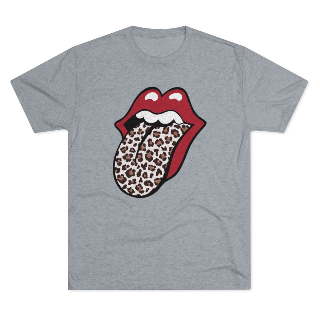 Leopard Print Tongue Red Lips T-shirt l Vintage Rock 'n Roll Gift | Men's  Tri-blend T-shirt
