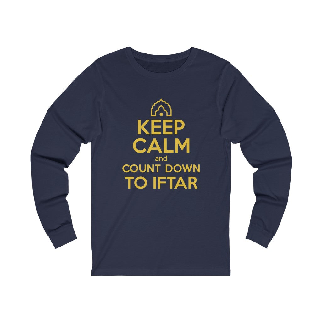 Keep Calm Iftar Muslim Gift Ramadan Shirt | Countdown to Iftar Gift | Unisex Jersey Long Sleeve Tee
