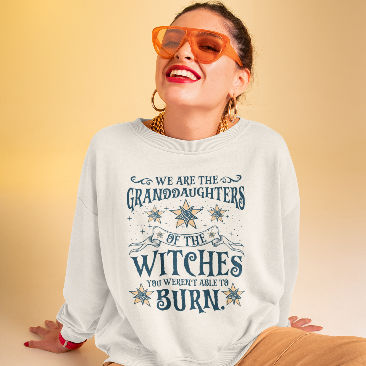 Granddaughters Girl Power Witch Shirt | Halloween Wiccan Gift | Unisex Crewneck Sweatshirt