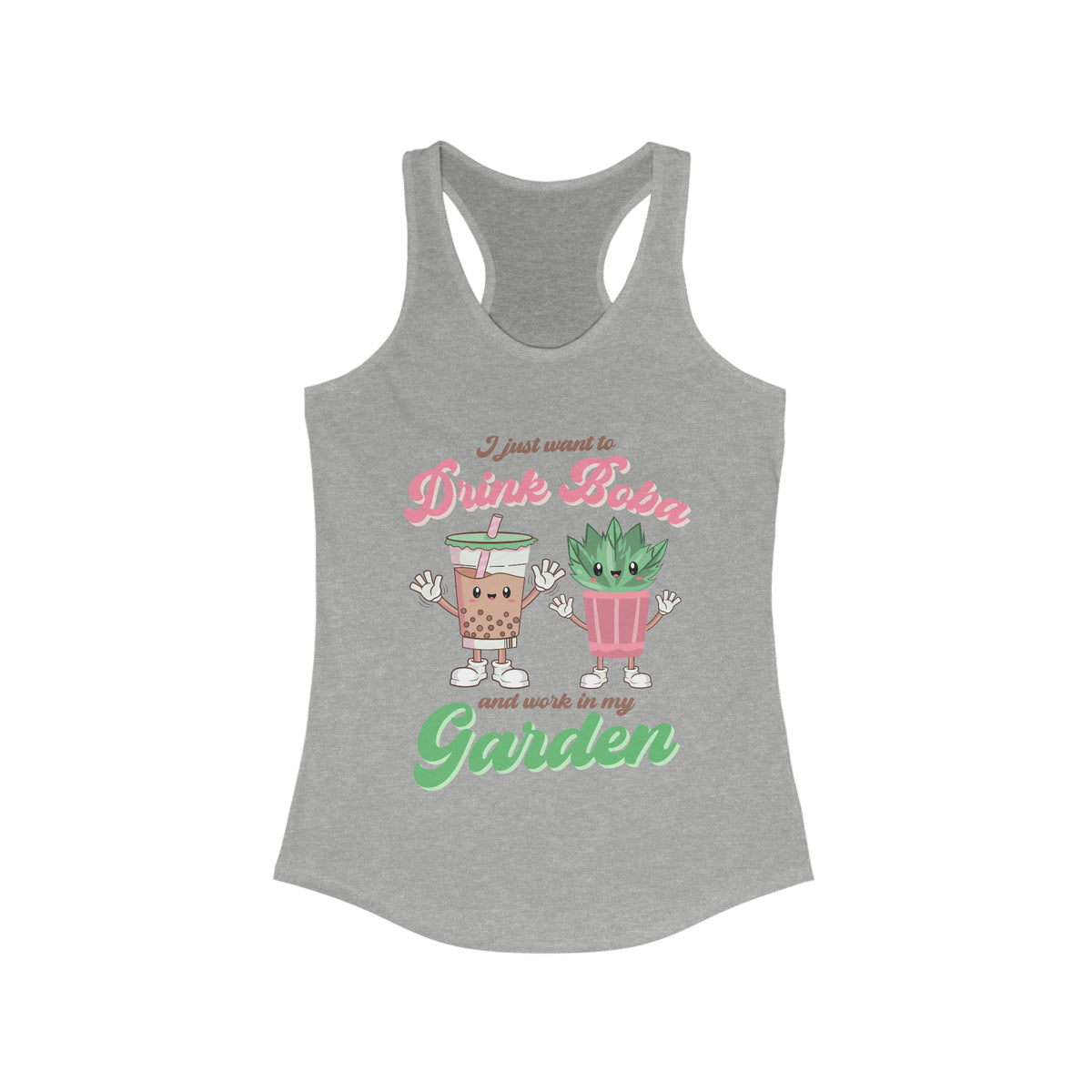 Bubble Tea Shirt | Boba Tea Retro Shirt | Plant Mom Shirt | Garden Gift | Women's Slim-fit Racerback Tank Top