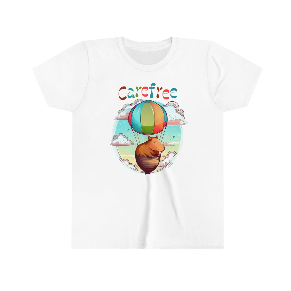 Hot Air Balloon Capybara Shirt | Capybara Lover Gift | Carefree Good Vibes Only Shirt | Youth Jersey T-shirt