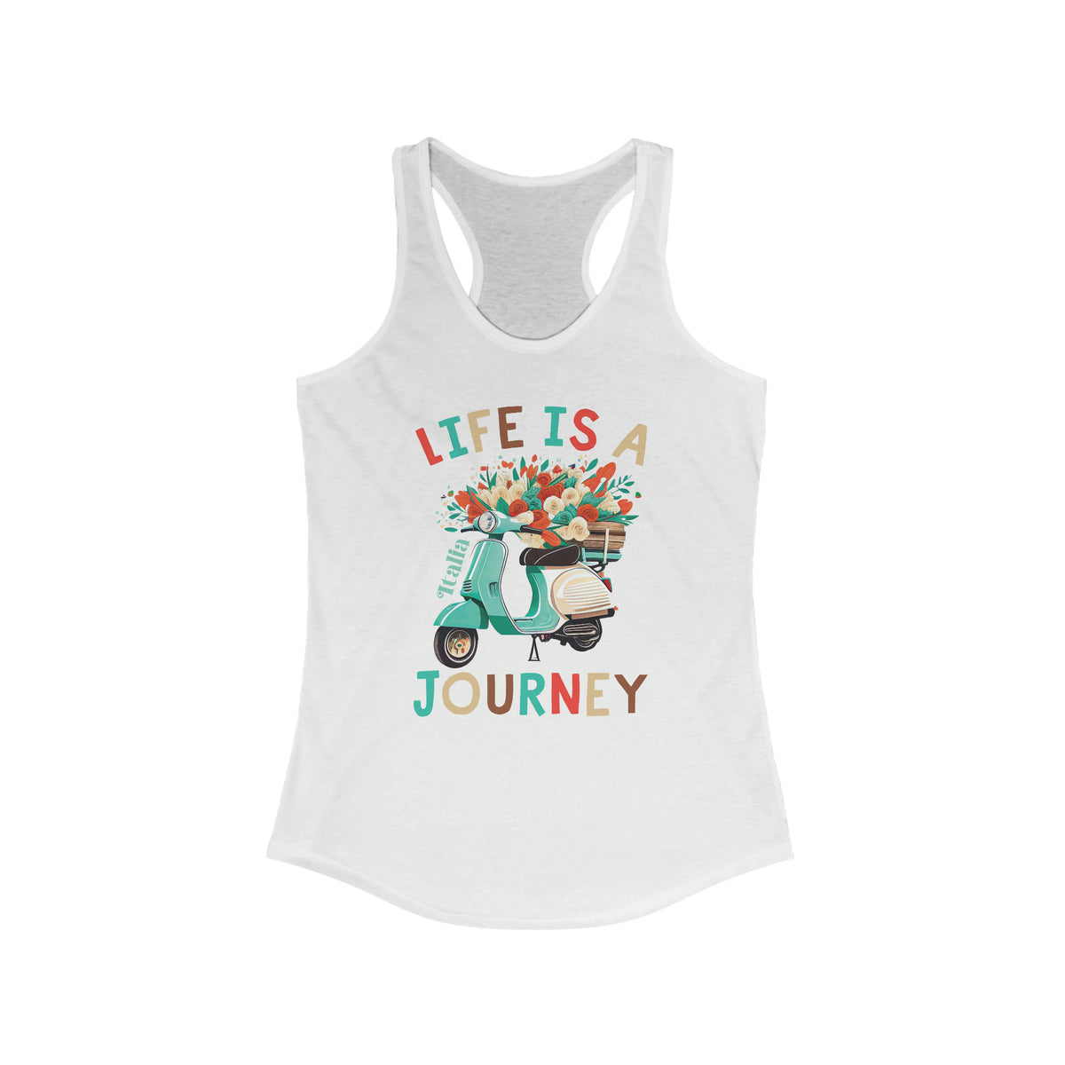 Life Is A Journey Italy Shirt | Italy Travel Gifts | Italy Vacation Shirt | Gift For Her | Women's Slim-fit Racerback Tank Top