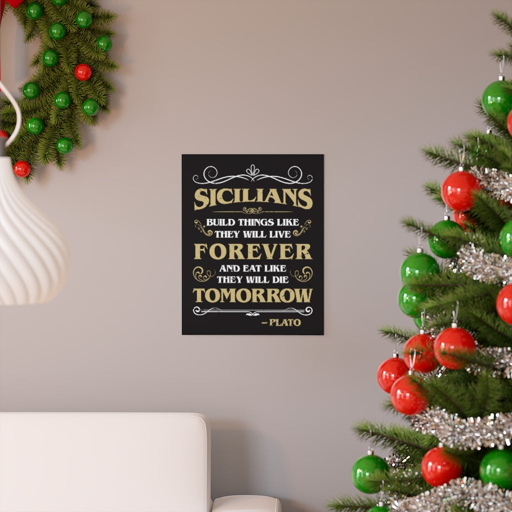 Funny Sicilian Plato Quote Italian Art Print | Sicily Italy Gift  Home Decor | Premium Matte vertical posters