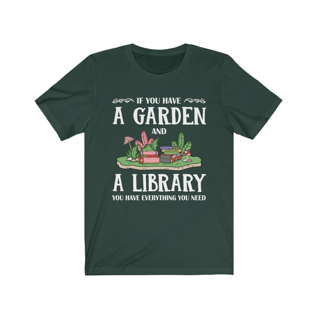 Garden & Library Bookworm Book Shirt | Book Lover Gift | Bella Canvas Unisex Jersey T-shirt