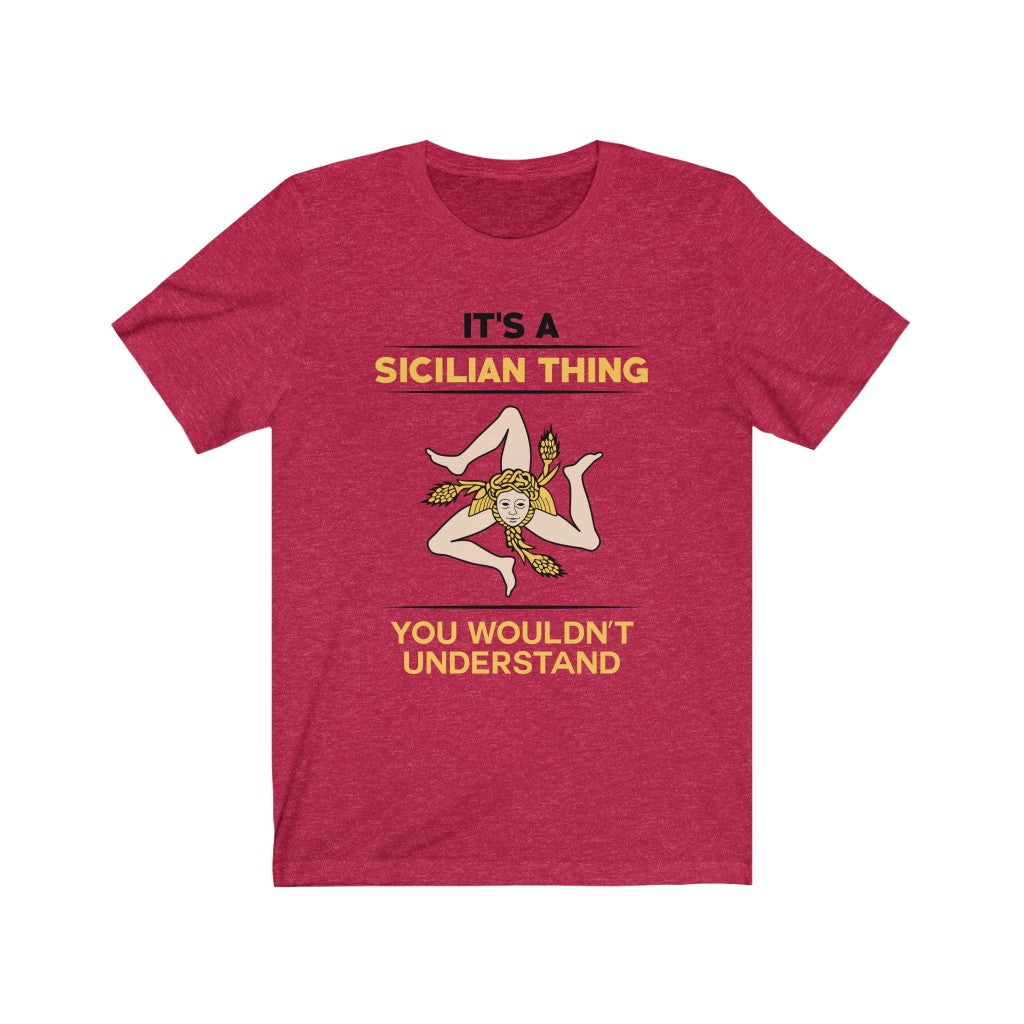 Sicily Italy Coat of Arms Shirt | Sicilian World Travel Gift | Bella Canvas Unisex Jersey T-shirt