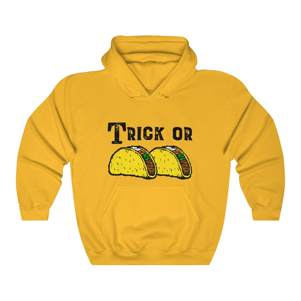 Trick or Tacos Funny Halloween Taco Shirt | Taco Lover Gift | Unisex Hooded Sweatshirt