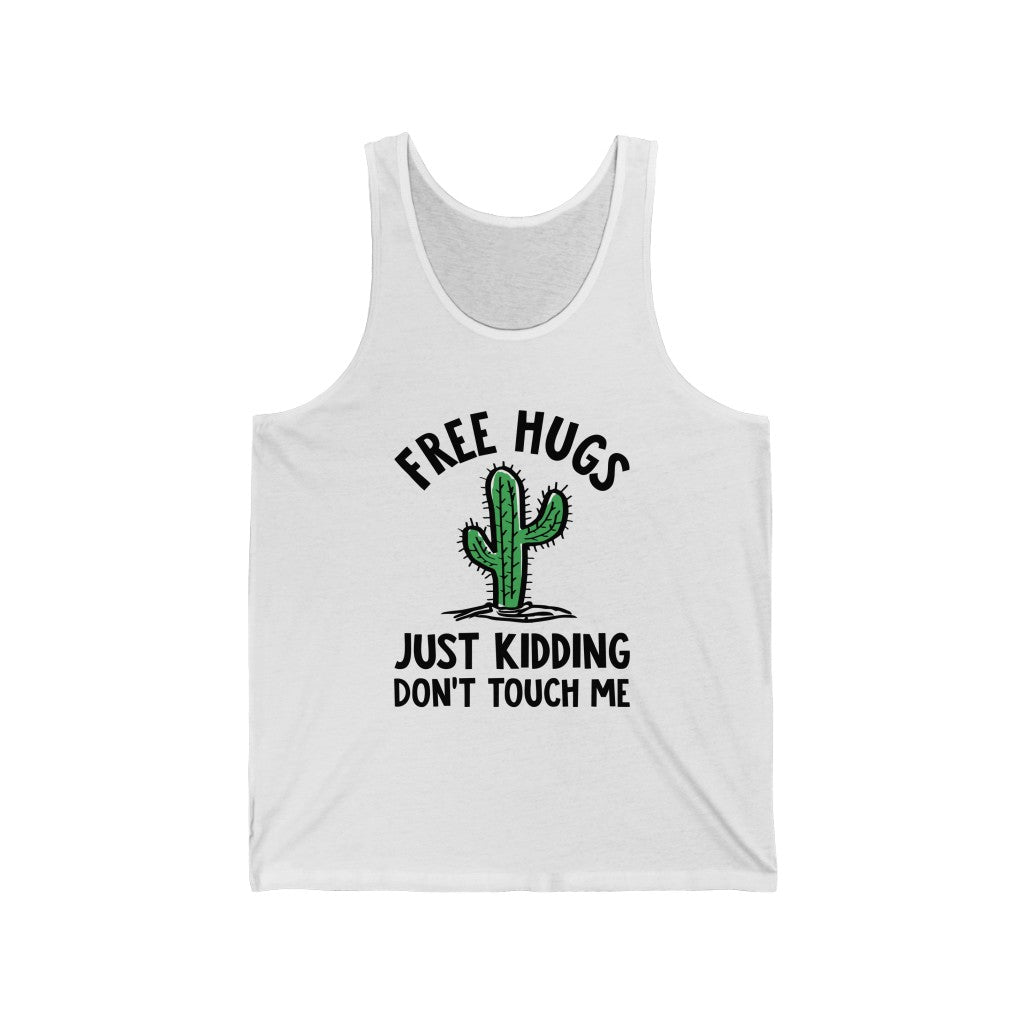 Free Hugs Cactus Funny Introvert Shirt Antisocial Gift | Unisex Jersey Tank Top