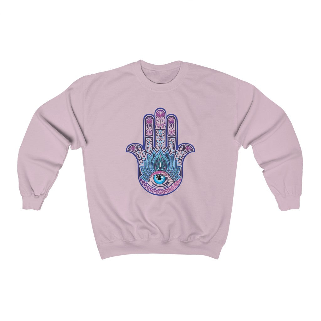 Hand of Fatima Evil Eye Muslim Hamsa Shirt | Protection Amulet Gift | Unisex Crewneck Sweatshirt