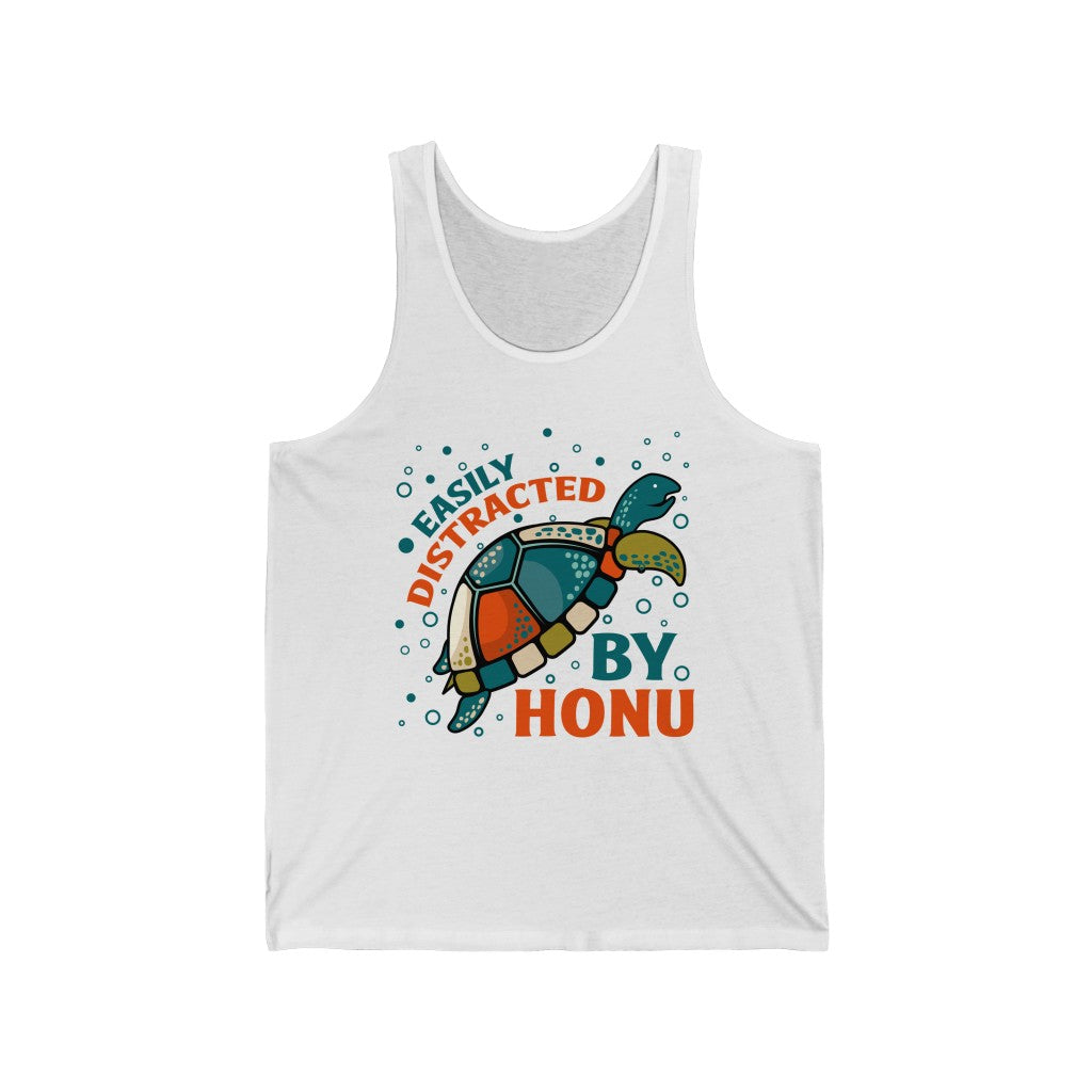 Distracted By Sea Turtles Beach Bum Shirt | Hawaiian Shirt | Unisex Jersey Tank Top