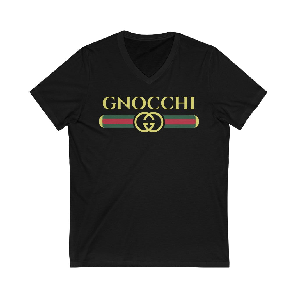 Gnocchi Pasta Funny Italian Shirt | Italy World Travel Gift | Unisex Jersey V-neck T-shirt
