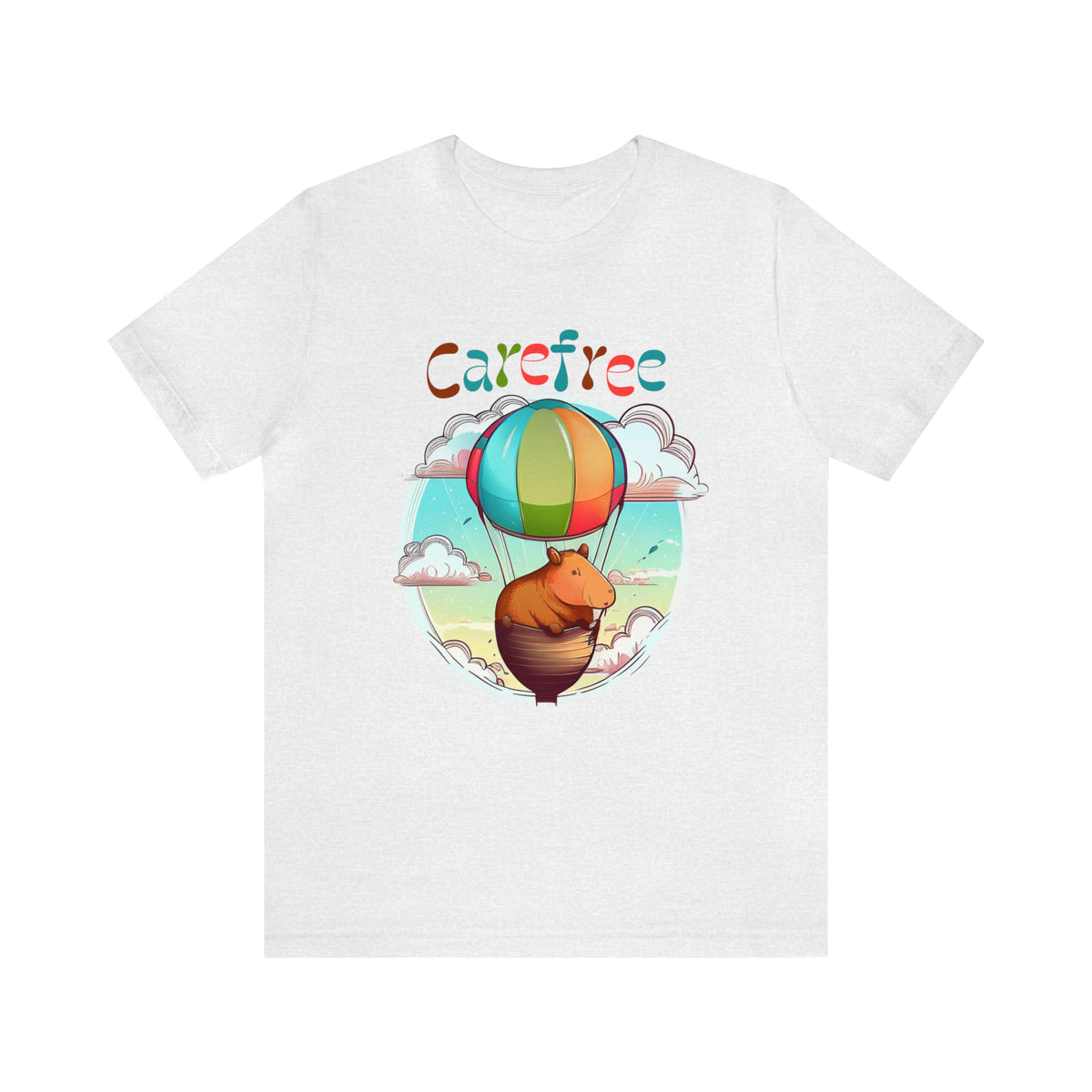 Hot Air Balloon Capybara Shirt | Capybara Lover Gift | Carefree Good Vibes Only Shirt | Unisex Jersey T-shirt