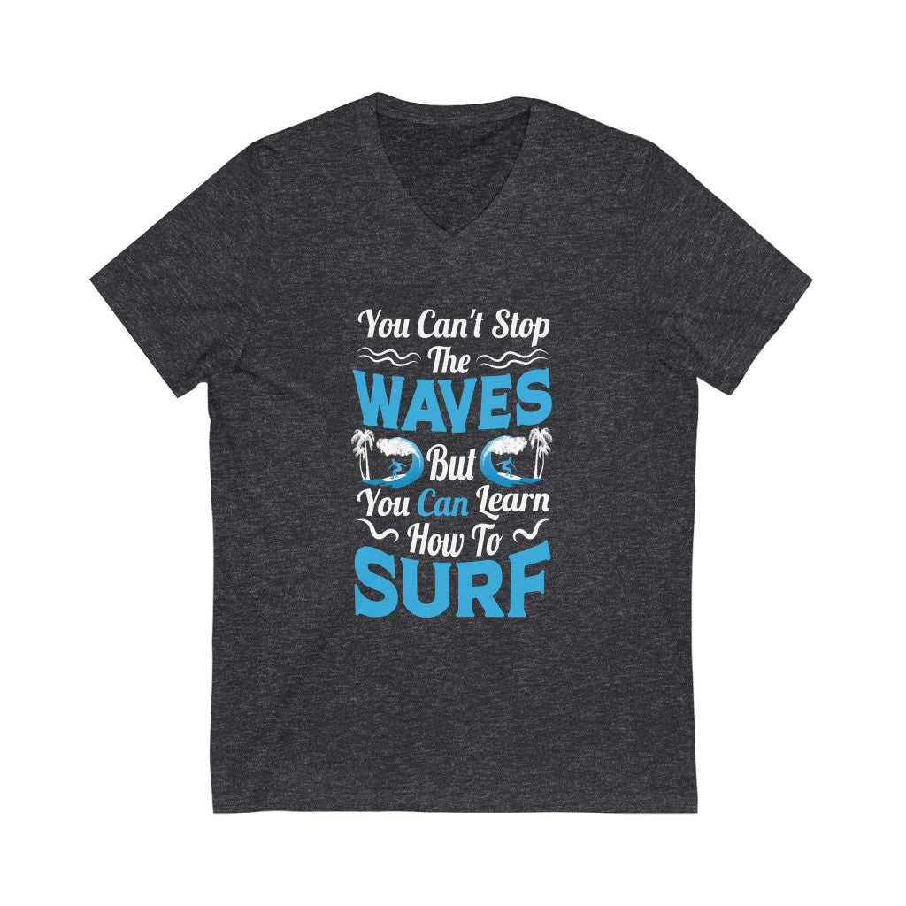 Can't Stop Waves School Psychologist Shirt | Mindfulness Gift | | Unisex Jersey V-neck T-shirt