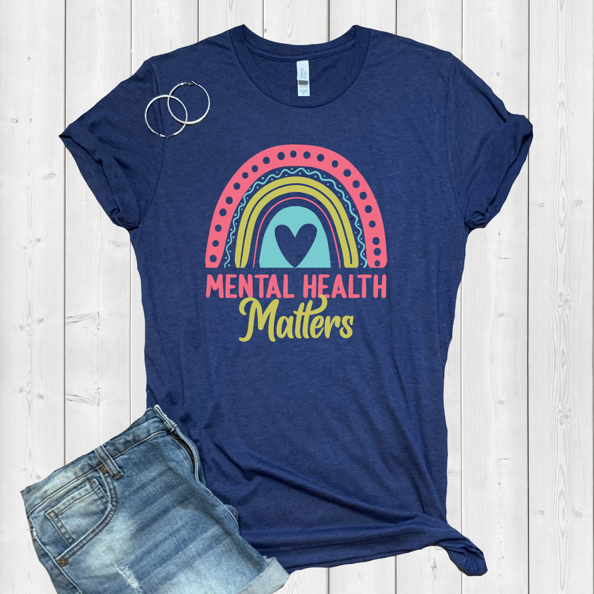 Mental Health Matters School Psychology Shirt | Rainbow Gift | Bella Canvas Unisex Jersey T-shirt