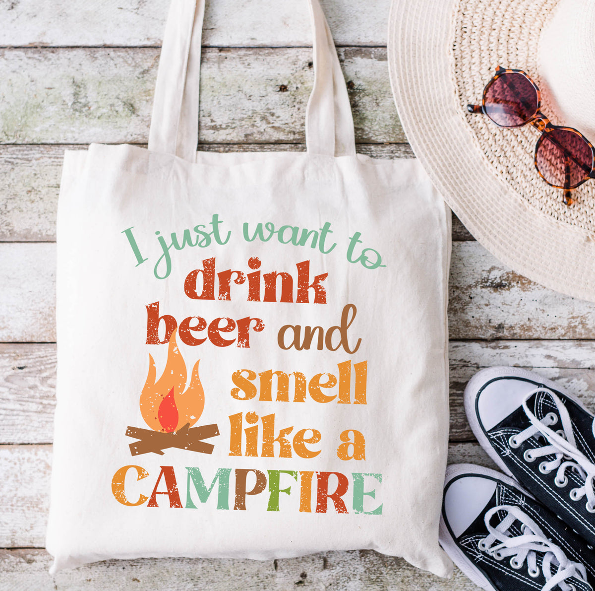 Smell Like a Campfire Beer Tote Bag | Camping Tote