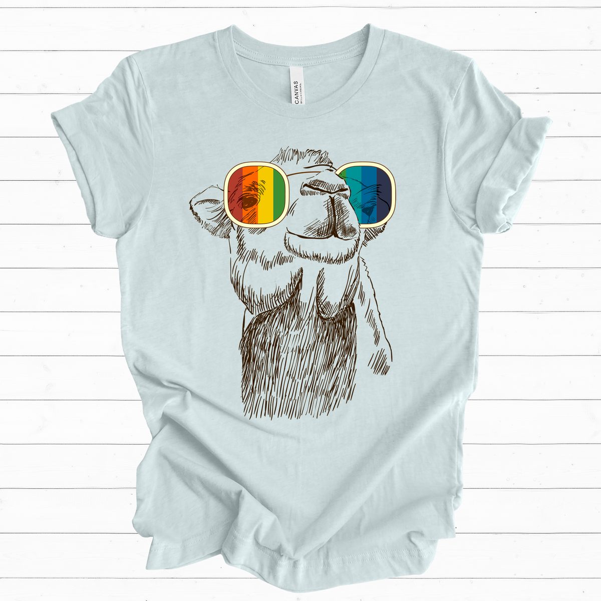 Camel Retro Rainbow Funny Aesthetic Shirt | Joe Cool Gifts | Unisex Jersey T-shirt