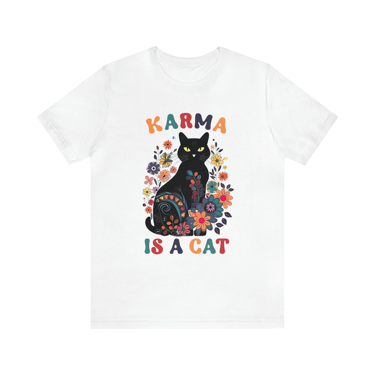Karma Is a Cat Shirt | Funny Cat Shirt | Karma Shirt | Mystical Shirt | Black Cat Lover Gift | Unisex Jersey T-shirt