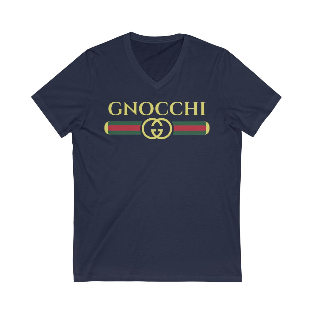 Gnocchi Pasta Funny Italian Shirt | Italy World Travel Gift | Unisex Jersey V-neck T-shirt