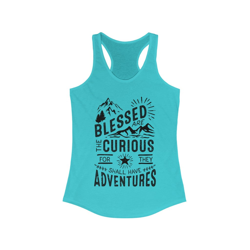 Blessed Curious LOTR Adventure Hiking Shirt | Wanderlust Gift  | Women's Slim-fit Racerback Tank Top