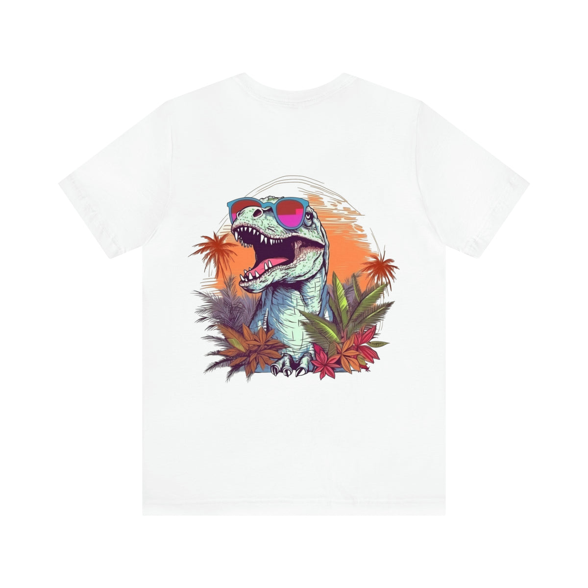 Beach Vibes T Rex Shirt | Funny Dinosaur Shirt | Front and Back Shirt | Tropical Summer Shirt | Pocket Shirt | Unisex Jersey T-shirt