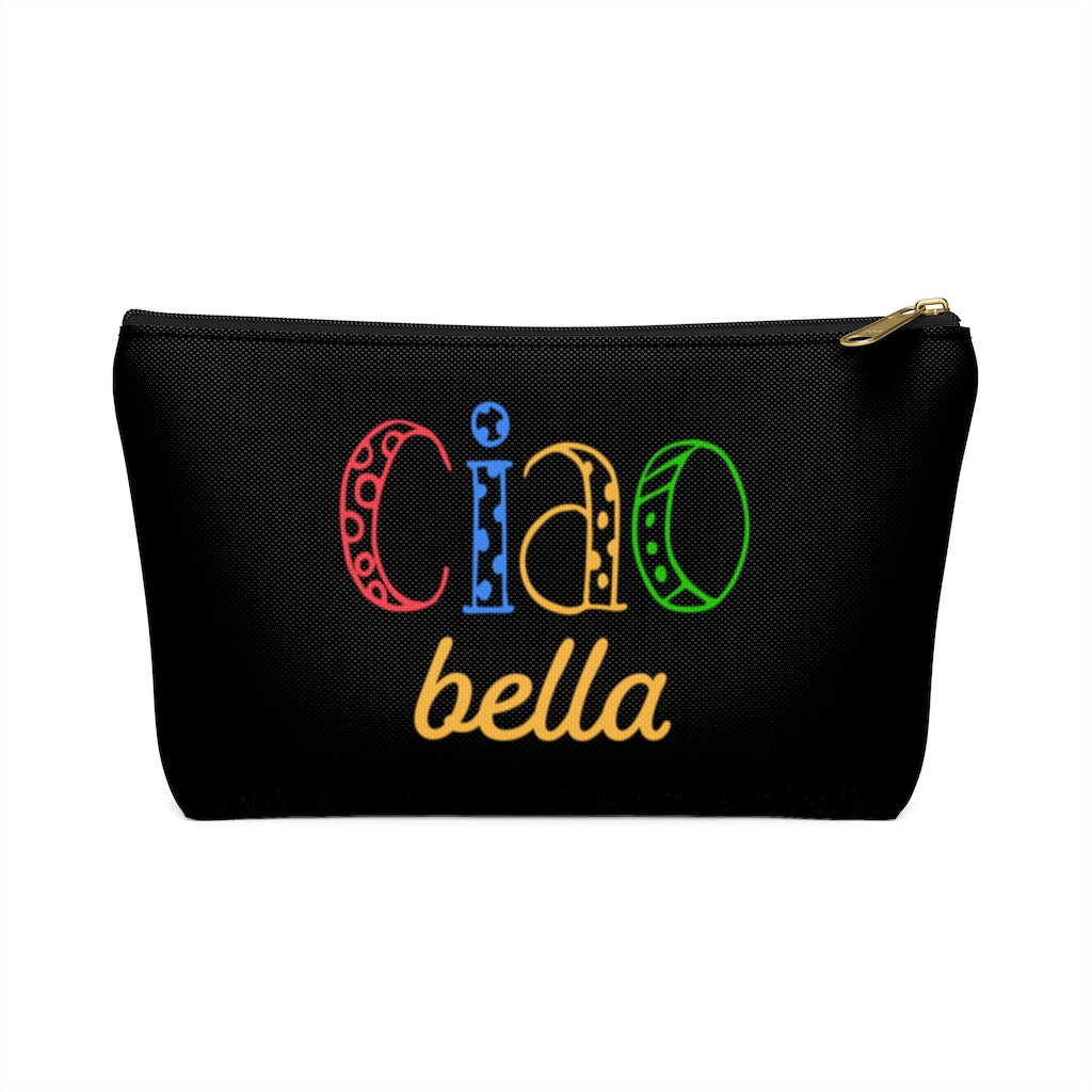 Ciao Bella Makeup Cosmetic Bag | Italy Travel Gifts | Accessory Pouch with T-Bottom