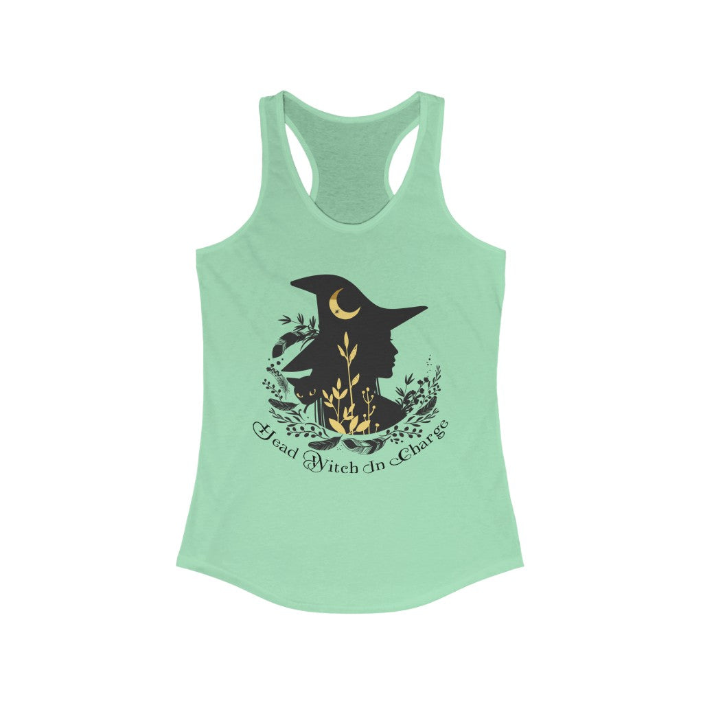 Head Witch In Charge Halloween Witch Shirt | Halloween Gift | Women's Slim-fit Racerback Tank Top