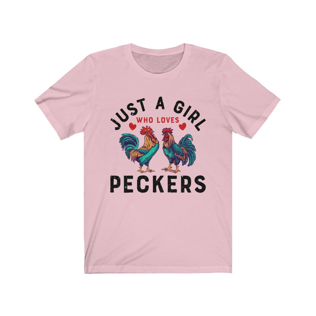 Girl Who Loves Peckers Chicken Farm T-shirt | Chicken Lover Gift | Unisex Jersey T-shirt