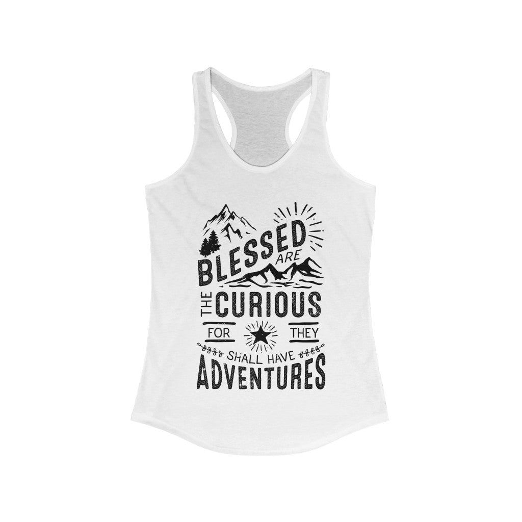 Blessed Curious LOTR Adventure Hiking Shirt | Wanderlust Gift  | Women's Slim-fit Racerback Tank Top