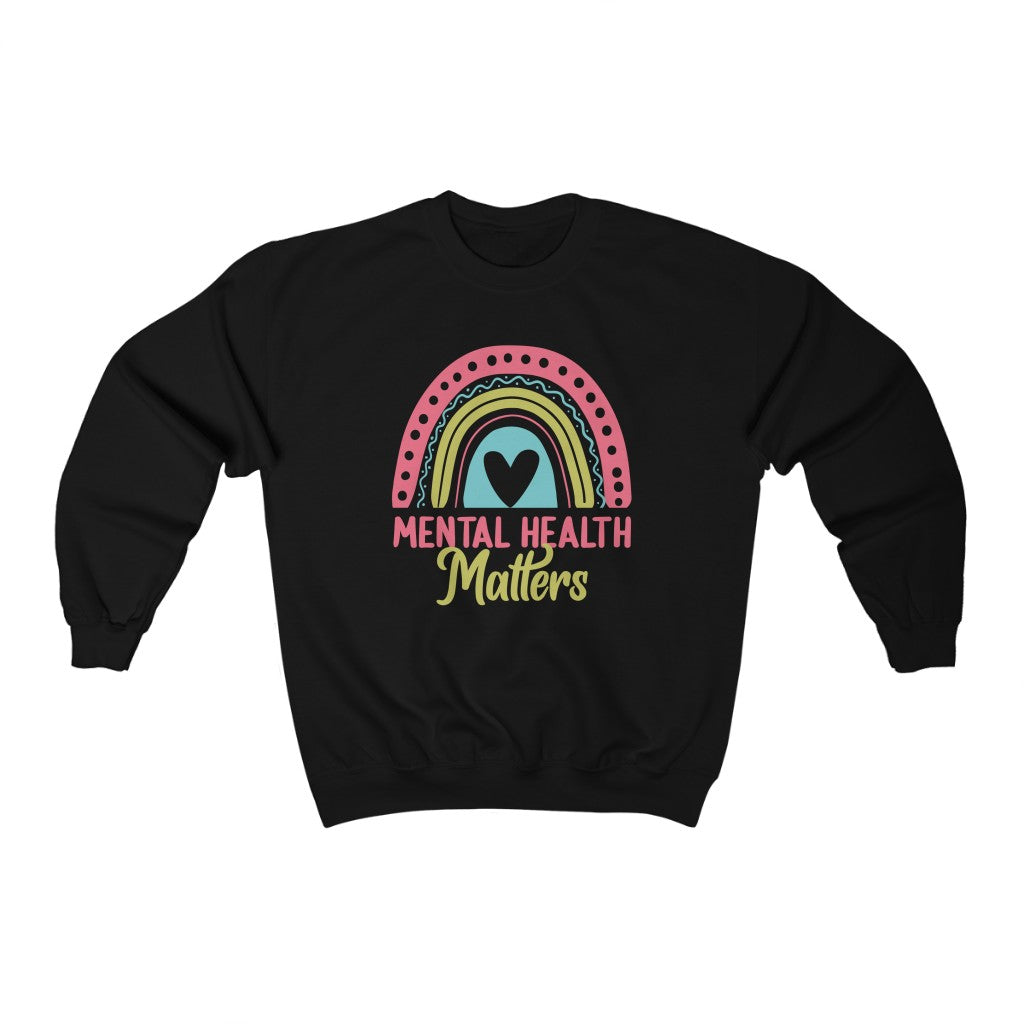 Mental Health Matters School Psychology Shirt | Rainbow Gift | Unisex HeavyBlend Crewneck Sweatshirt