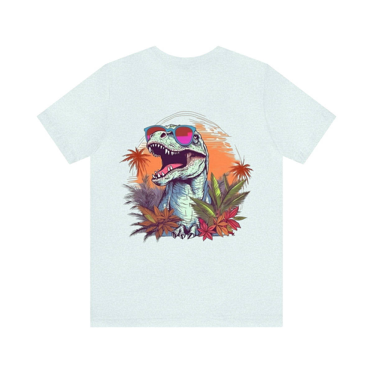 Beach Vibes T Rex Shirt | Funny Dinosaur Shirt | Front and Back Shirt | Tropical Summer Shirt | Pocket Shirt | Unisex Jersey T-shirt